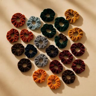 AccessHer Colorful Velvet Hair Scrunchies, Hair Ties | Hair Accessories for Women & Girls | Anti-Hair-Breakage Hair Ties Combo for Women & Girls (Pack of 24)
