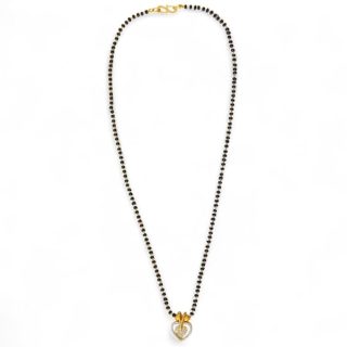 ACCESSHER Gold Tone Mangalsutra Necklace with White Stone Locket & Black Bead Chain - Traditional Wedding Jewellery