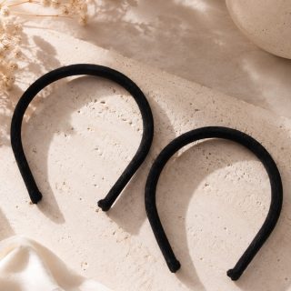 Accessher Black Velvet Stretchable Hair Band Set - Gym & Casual Wear Headbands (Pack of 2)