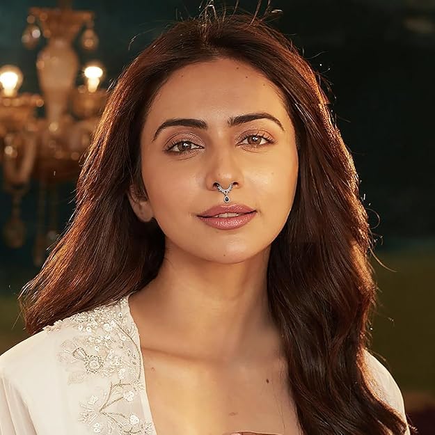 ACCESSHER Silver Plated Nose Ring Without Piercing | Non Pierced Just Press Septum Ring with Stone | Clip On Middle Nose Ring | Nosepin for Women & Girls - Image 2