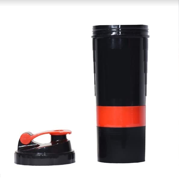 Protein Shaker | Shaker Bottle | Shakers for Protein Shake with 2 Storage Compartment | Leak Proof | Easy Clean Up | Blender protein shaker bottle for gym (500ml | Red) - Image 5