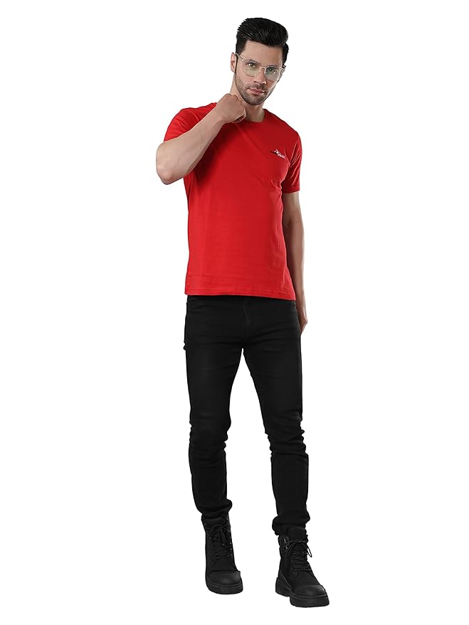 Cotton-Rich Ultra-Soft T-Shirt in Red - Image 4
