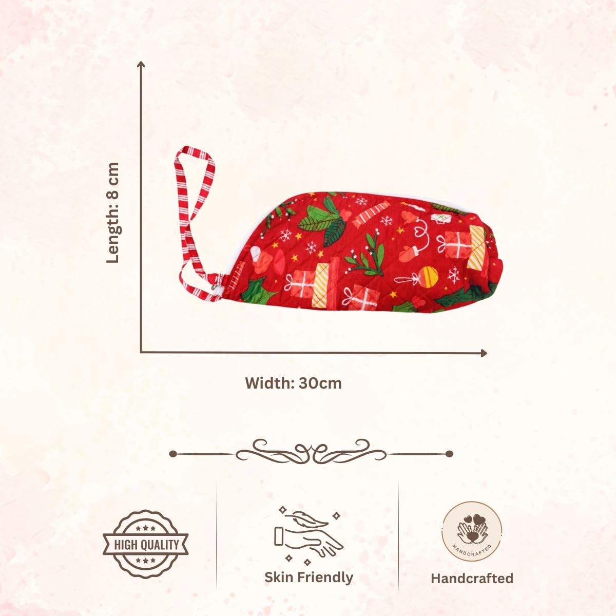 ACCESSHER Handcrafted Jaipuri Quilted Cotton Pouch Water Bottle Cover with Zipper & Handle Multipurpose Storage Kit & Bottle Sleeve Protector Leak-Proof & Dust-Resistant - Image 3