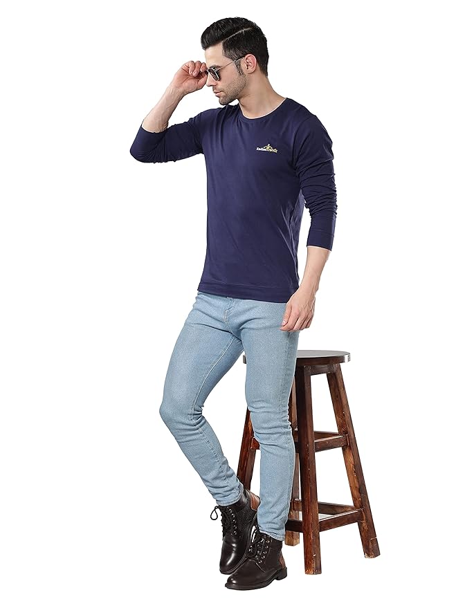 Cotton-Rich Ultra-Soft T-Shirt in Navy Blue - Image 6
