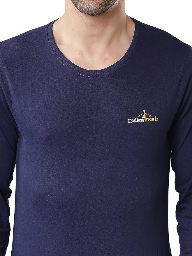 Cotton-Rich Ultra-Soft T-Shirt in Navy Blue - Image 3