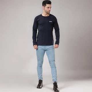 KASRAT T Shirt Dryfit Round Neck (Large, Navy)