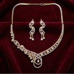 ACCESSHER Gold-Plated White AD-Studded Handcrafted Jewellery Set For Women & Girls
