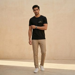 ENDLESSTRENDZ Men's Cotton Half Sleeve T-Shirt | Regular Fit Crew Neck Solid Casual Wear Tee | Classic Black