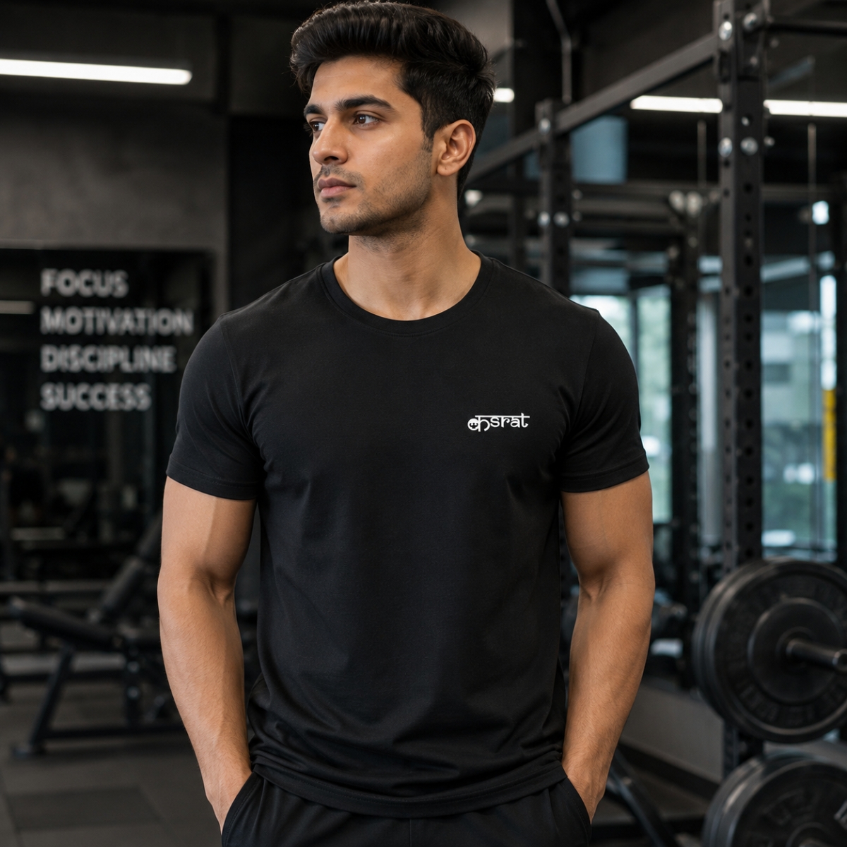 KASRAT Men's Dry Fit T-Shirt with Round Neck & Half Sleeves - Quick Dry UPF 50+ Sports Jersey (Black, XXL) - Image 4