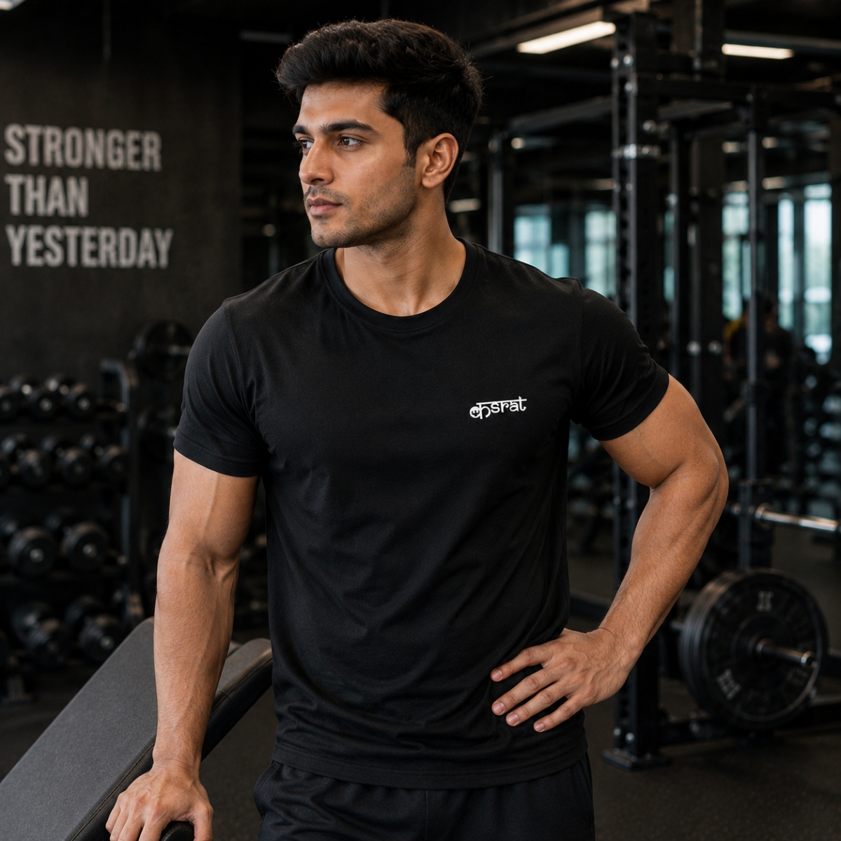 KASRAT Men's Dry Fit T-Shirt with Round Neck & Half Sleeves - Quick Dry UPF 50+ Sports Jersey (Black, XXL) - Image 5