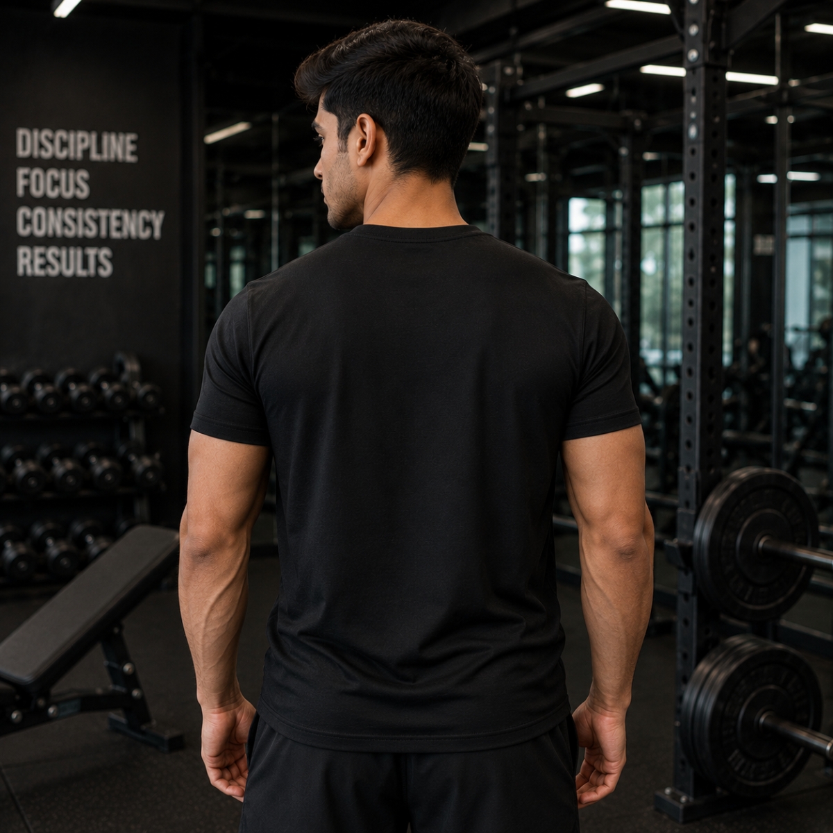 KASRAT Men's Dry Fit T-Shirt with Round Neck & Half Sleeves - Quick Dry UPF 50+ Sports Jersey (Black, XXL) - Image 6