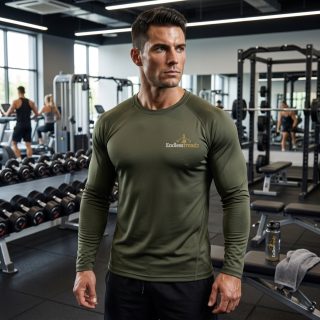 ENDLESSTRENDZ Men’s Dry Fit Sports Performance T-Shirt - Full Sleeves & Crew Neck, Lightweight Gym, Training & Running Wear (Olive, XL)