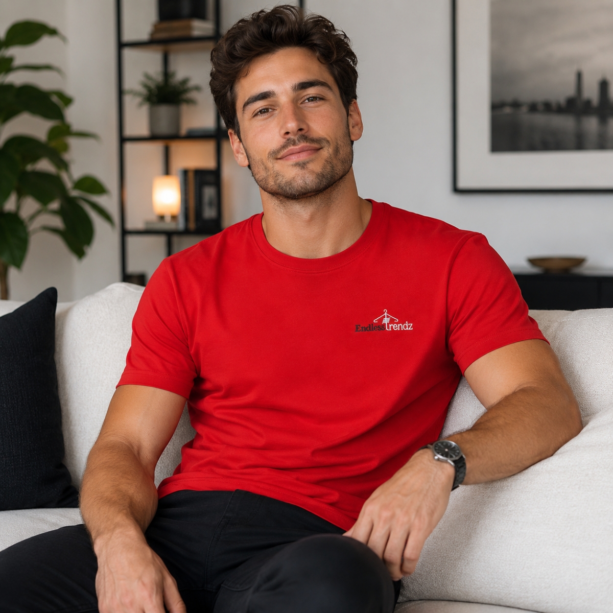 ENDLESSTRENDZ Men's 100% Cotton Half Sleeve T-Shirt | Regular Fit Solid Casual Wear Tee |Red - Image 4