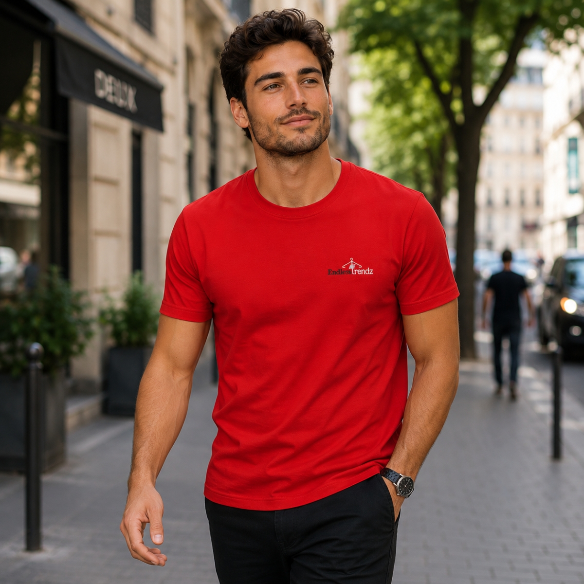 ENDLESSTRENDZ Men's 100% Cotton Half Sleeve T-Shirt | Regular Fit Solid Casual Wear Tee |Red - Image 5