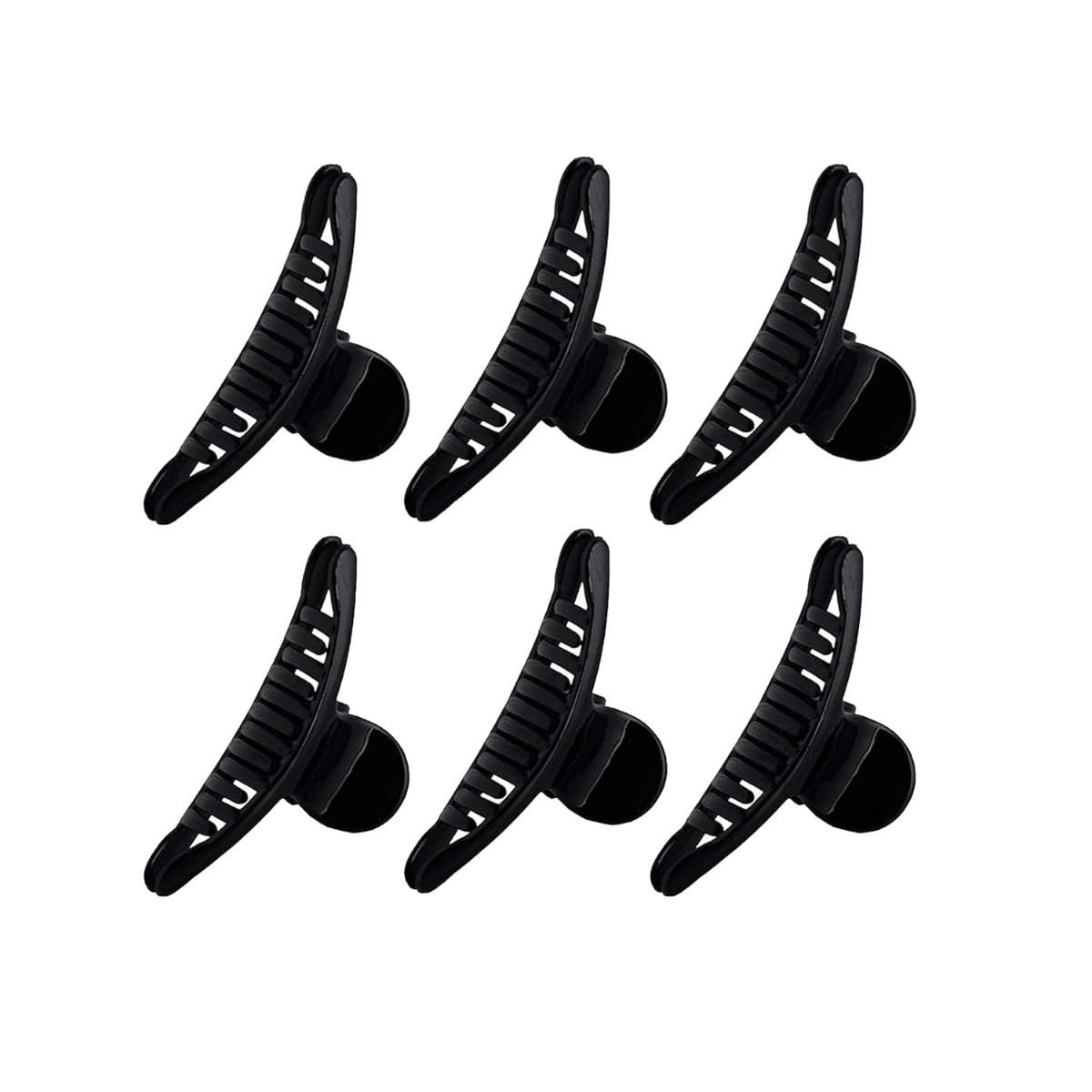 ACCESSHER Black Acrylic Medium Butterfly Hair Claw Clips & Hair Clutchers - Tight Grip Hair Accessories for Women & Girls (Pack of 6)
