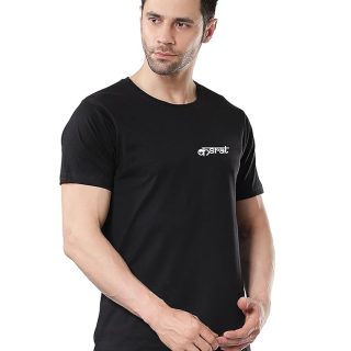 KASRAT Men's Dry Fit Athletic T-Shirt with Round Neck & Half Sleeves - Quick Dry Sports Wear (Black, XL)