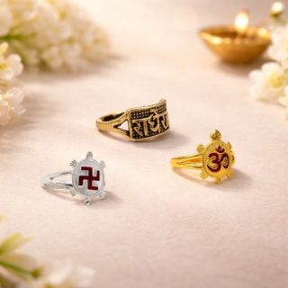 ACCESSHER Unisex Indian Spiritual Finger Ring Combo Set in Gold & Silver Tone - Meditation Jewellery Accessories