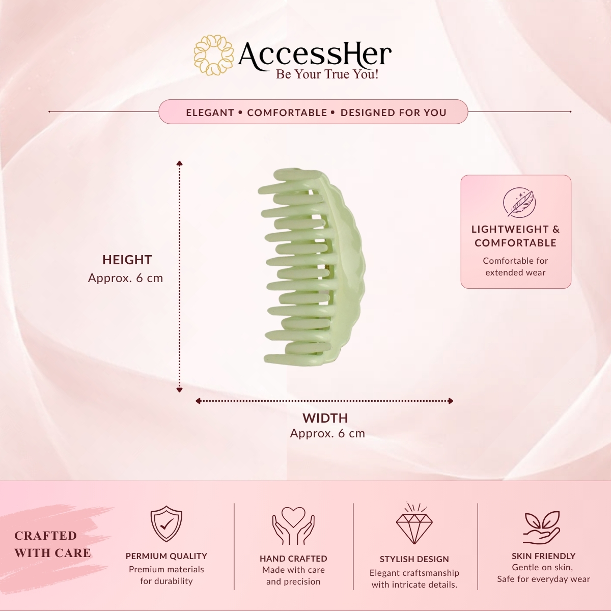 ACCESSHER Multicolour Acrylic Jumbo Hair Claw Clips with Tight Grip - Hair Clutchers for Thick Hair & Casual Wear, Pack of 3 - Image 6