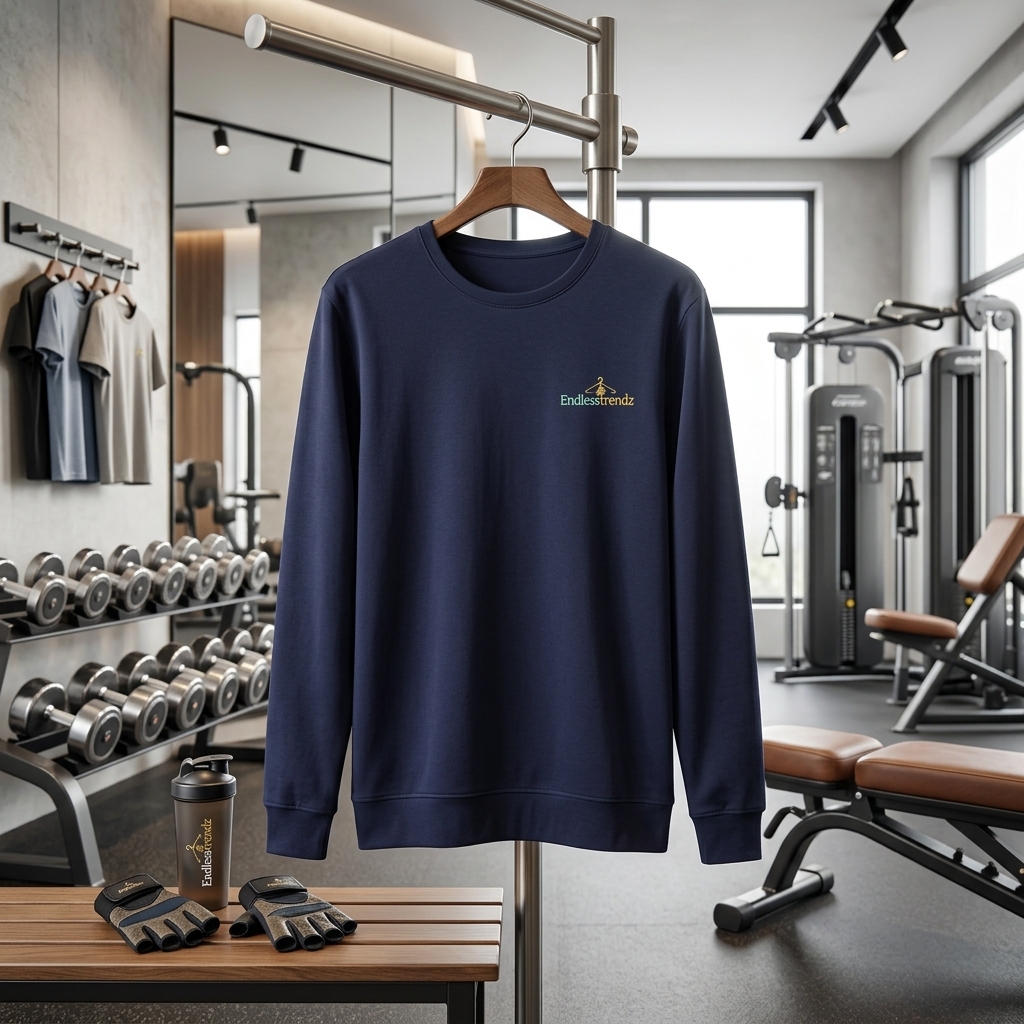ENDLESSTRENDZ Men’s Dry Fit T-Shirt with Full Sleeves & Crew Neck - Lightweight Gym, Training & Running Wear (Navy Blue, XL) - Image 4