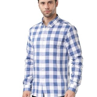 Men's 100% Cotton Check Regular Fit Casual Shirt - Pure Soft Cotton Checked Shirts for Men Stylish/Trendy Full Sleeve Shirt for Office, Party & Outing
